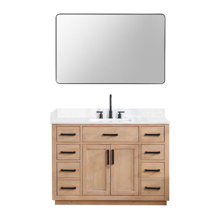 Altair 48 Single Bathroom Vanity in Light Brown with Mirror