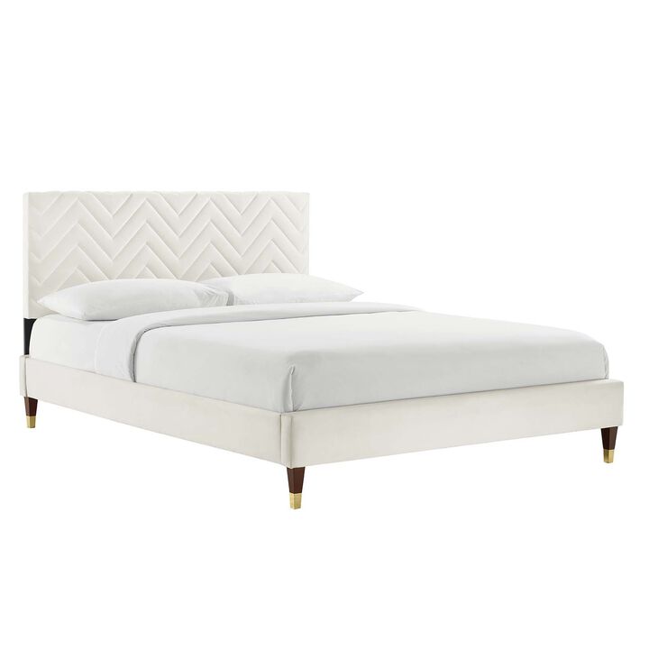 Modway - Leah Chevron Tufted Performance Velvet Queen Platform Bed