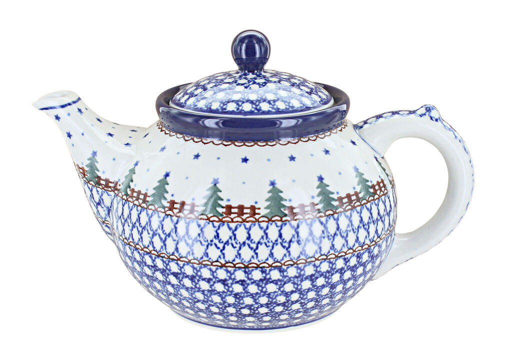 Blue Rose Polish Pottery December Joy Medium Teapot