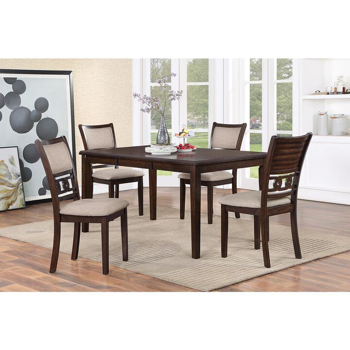 New Classic Furniture Gia 5-Piece 60 Wood Rectangular Dining Set with 4 Chairs in Cherry