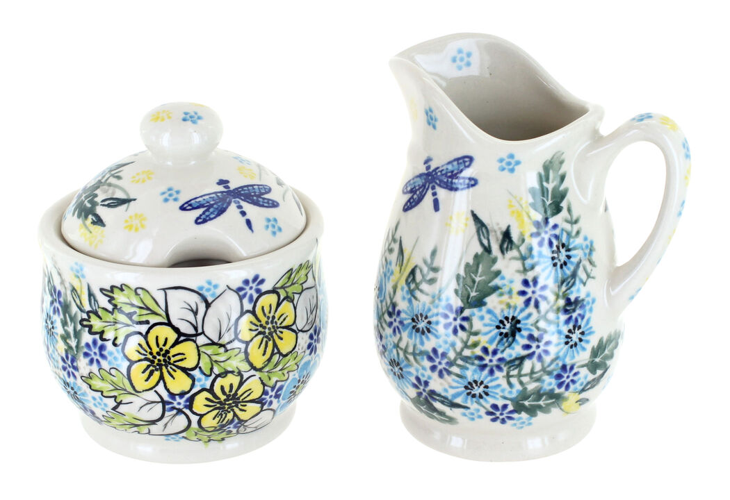 Blue Rose Polish Pottery Alyssa Cream & Sugar Set