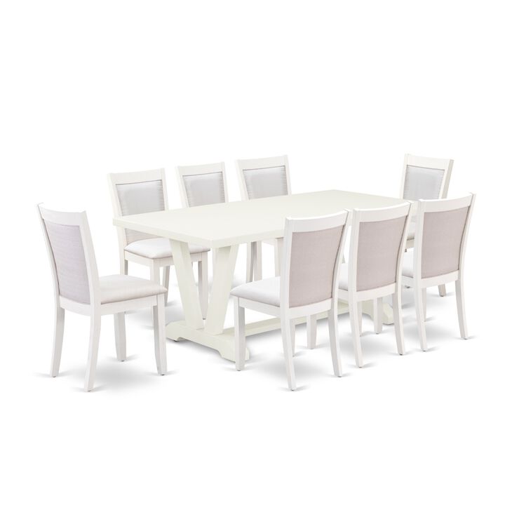 East West Furniture V027MZ001-9 9Pc Kitchen Set - Rectangular Table and 8 Parson Chairs - Multi-Color Color