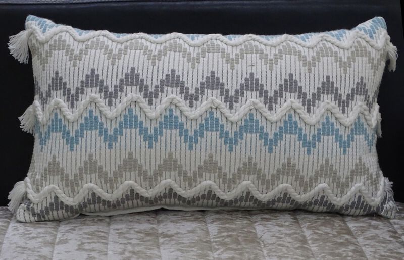14"x24" Chevron Throw Pillow for Sofa with Braid and Tasssels
