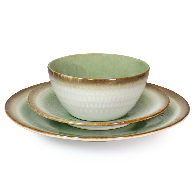 Gibson Elite Moonstruck 16 Piece Ceramic Dinnerware Set in Green