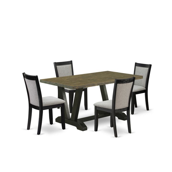 East West Furniture V676MZ606-5 5Pc Dining Set - Rectangular Table and 4 Parson Chairs - Multi-Color Color