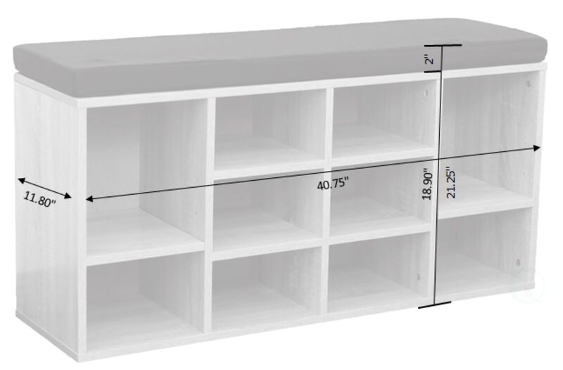 Natural Wooden Shoe Cubicle Storage Entryway Bench with Soft Cushion for Seating
