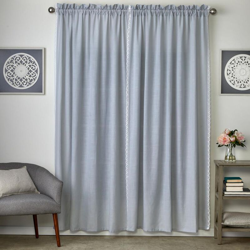 SKL Home By Saturday Knight Ltd Home Catherine Crochet Window Curtain Panel Pair - 2-Pack - 52X84", Silver