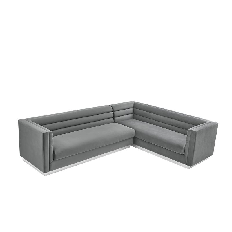 Inspired Home Eila Velvet Right Facing Corner Sectional Sofa