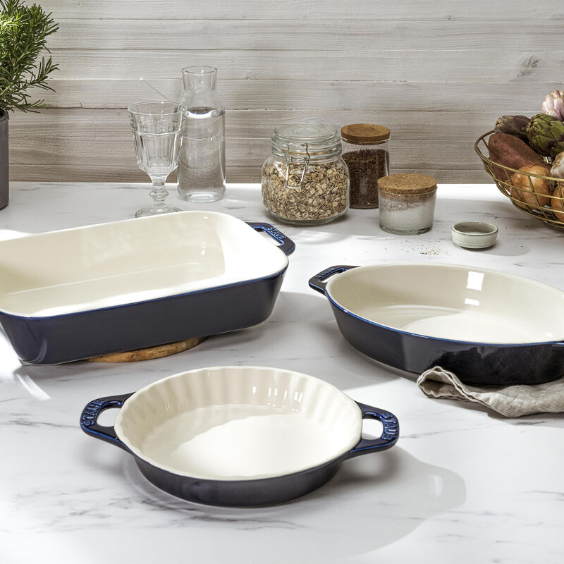 Staub Ceramic 3-pc Mixed Baking Dish Set - Cherry