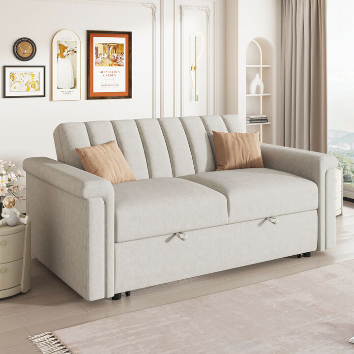 Convertible Soft Cushion Sofa PUll Bed, for Two People to Sit On