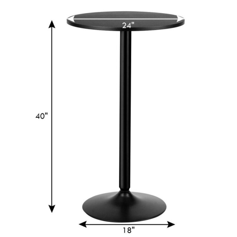 Hivvago 24 Inch Modern Style Round Cocktail Table with Metal Base and MDF Top