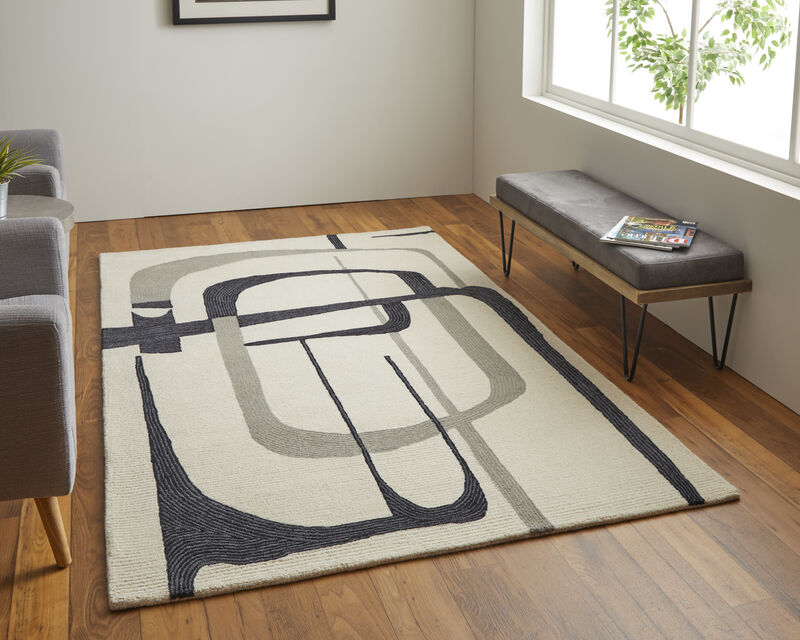 Maguire 8905F Ivory/Gray/Black 5' x 8' Rug