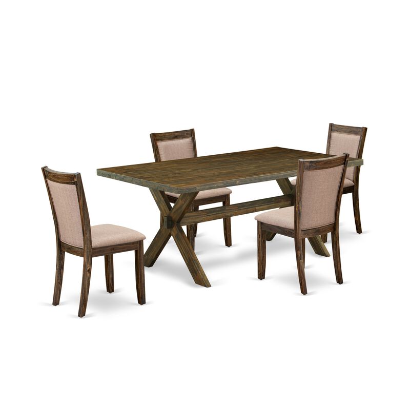 East West Furniture X777MZ716-5 5Pc Dining Set - Rectangular Table and 4 Parson Chairs - Multi-Color Color