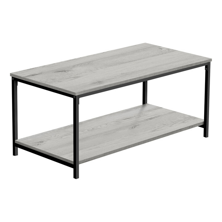 Monarch Specialties I 3801 Coffee Table, Accent, Cocktail, Rectangular, Living Room, 40"L, Metal, Laminate, Grey, Black, Contemporary, Modern