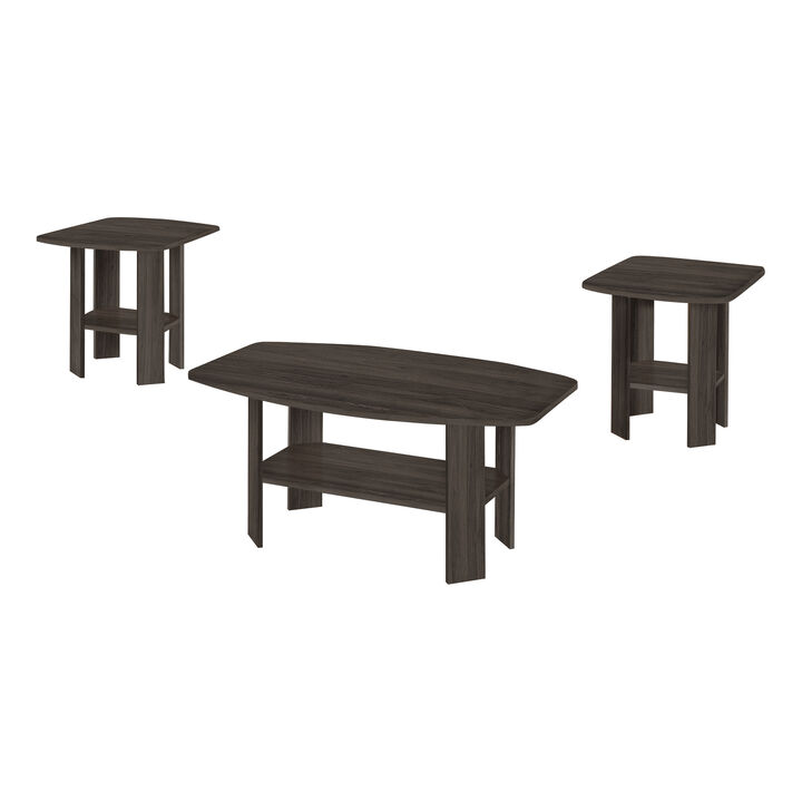 Monarch Specialties I 7873P Table Set, 3pcs Set, Coffee, End, Side, Accent, Living Room, Laminate, Brown, Transitional