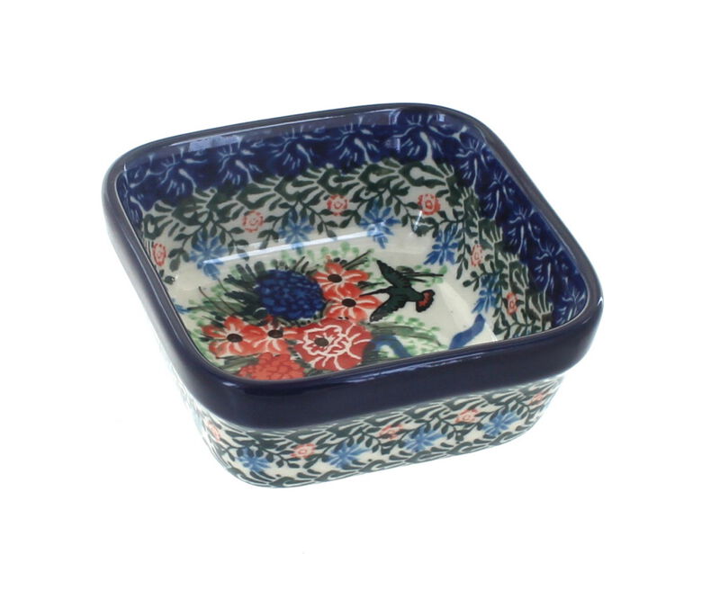 Blue Rose Polish Pottery Teresa Small Square Dish