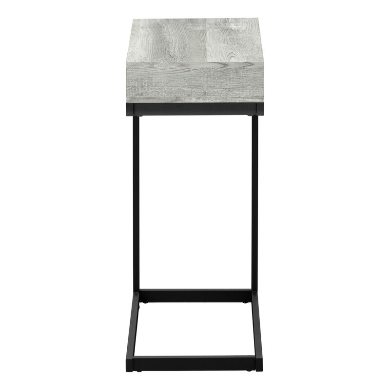 Monarch Specialties I 3407 Accent Table, C-shaped, End, Side, Snack, Storage Drawer, Living Room, Bedroom, Metal, Laminate, Grey, Black, Contemporary, Modern