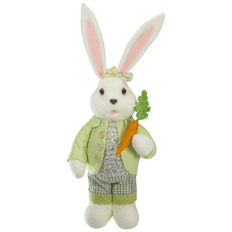 20" White and Green Standing Rabbit Easter Figure