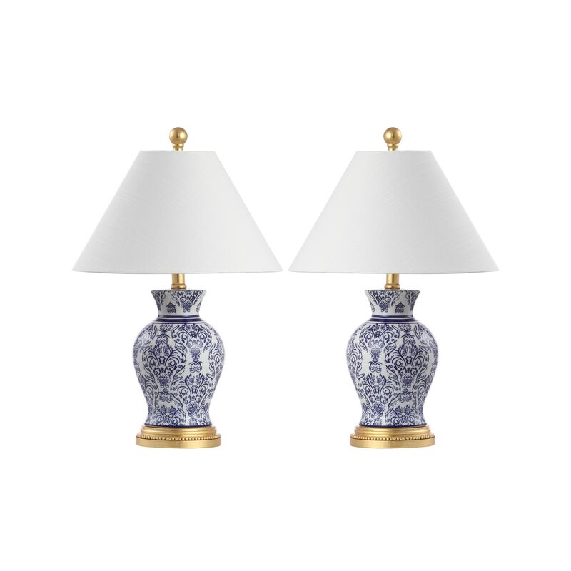 Xia 21" Ceramic/Iron Classic Modern LED Table Lamp, Blue (Set of 2)