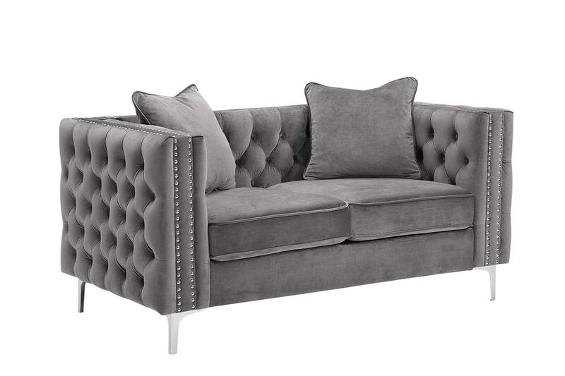 Lorreto Gray Velvet Loveseat