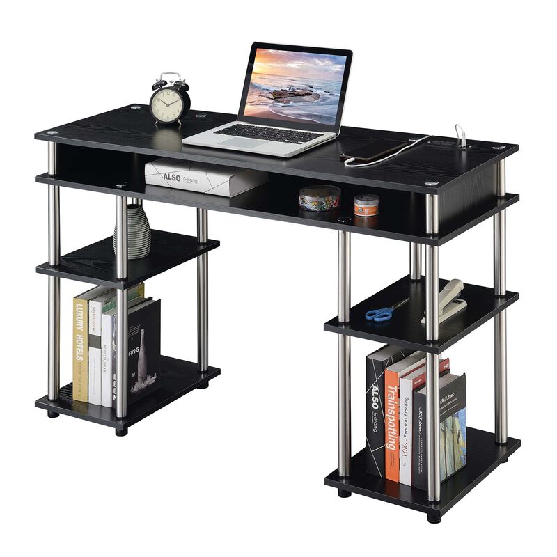 Designs2Go No Tools Student Desk with Charging Station and Shelves