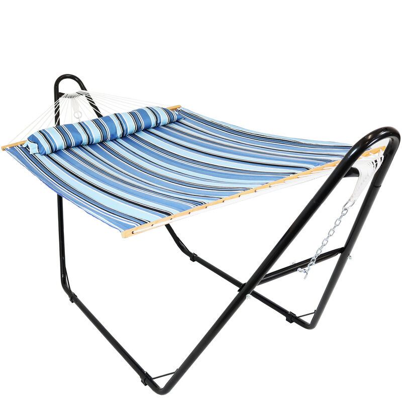 Sunnydaze 2-person Quilted Hammock with Universal Steel Stand