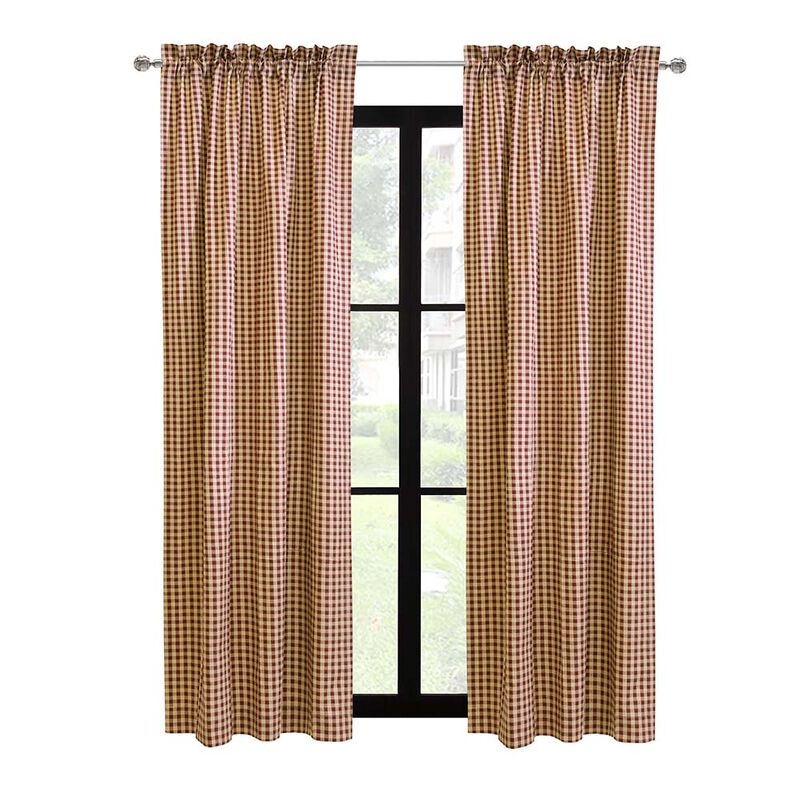 Thermalogic Checkmate Energy Efficient Room Darkening Mini Check Pattern Pole Top Curtain Panel Pair Each Burgundy