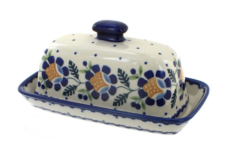 Blue Rose Polish Pottery Tulip Butter Dish