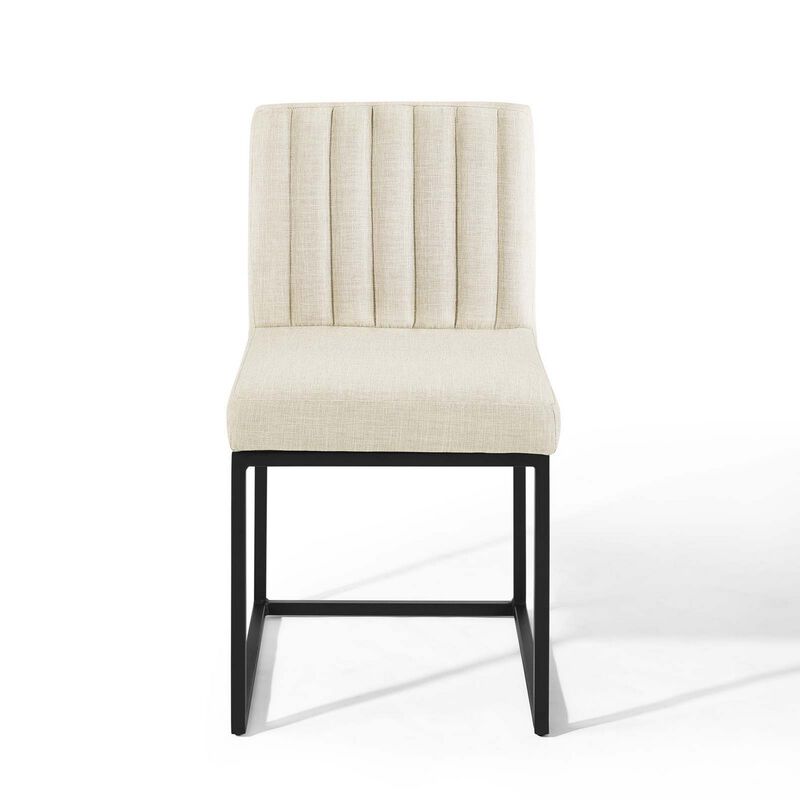 Carriage Channel Tufted Sled Base Upholstered Fabric Dining Chair-Benzara