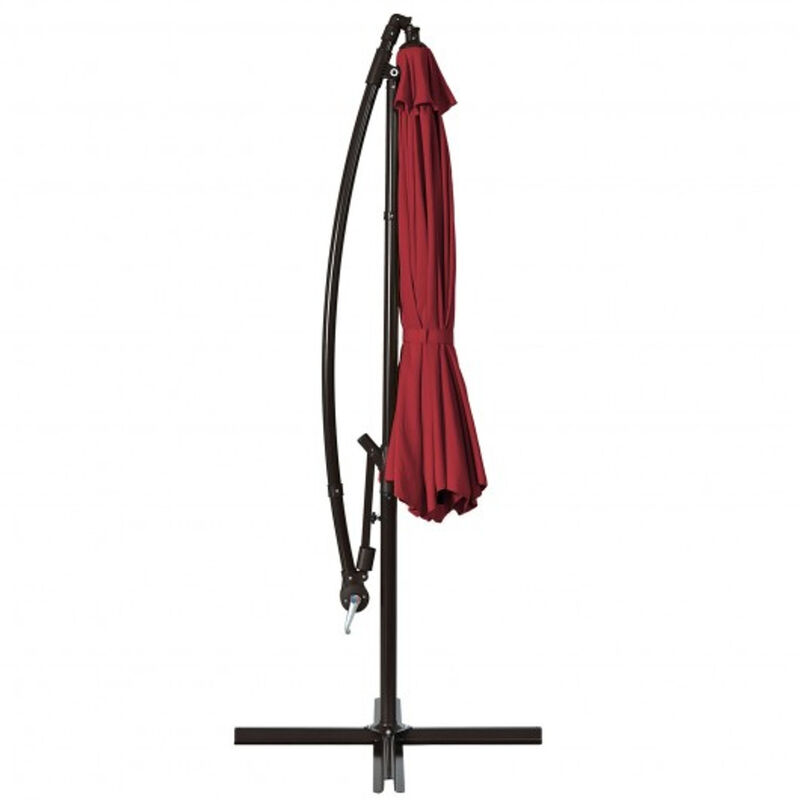 10 Feet Patio Offset Hanging Umbrella with Easy Tilt Adjustment