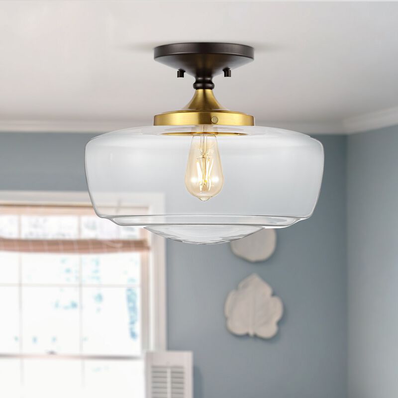 Marfa Glass/Iron Farmhouse Modern LED Flush Mount