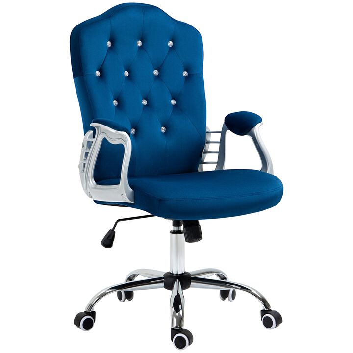 Velvet Office Chair Desk Chair with 360 Degree Swivel Wheels Adjustable Height Tilt Function