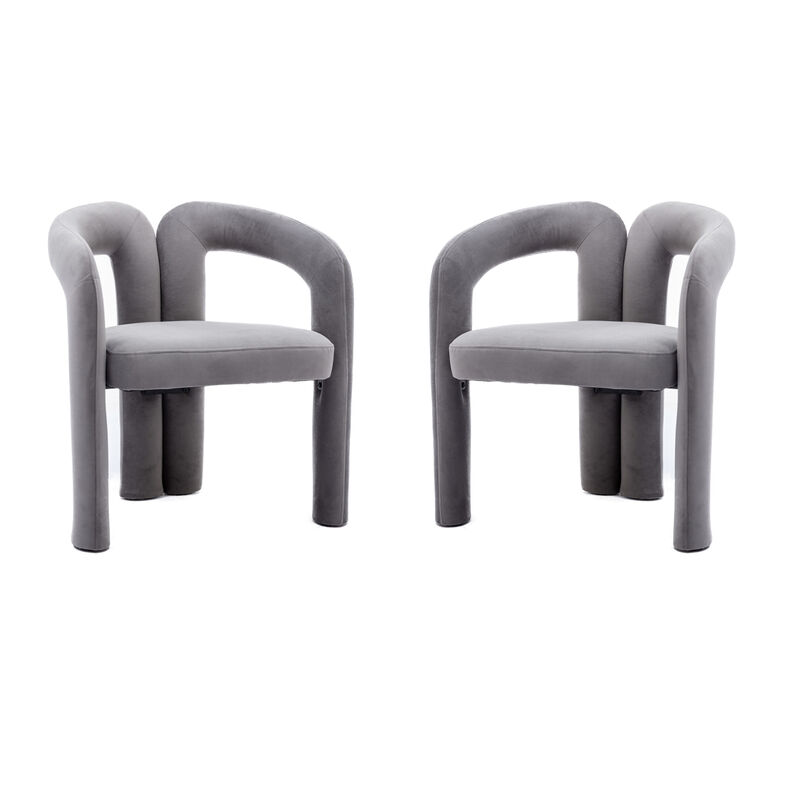 Contemporary Designed Fabric Upholstered Accent/Dining Chair /Barrel Side Chairs Kitchen Armchair for Living Room set of 2