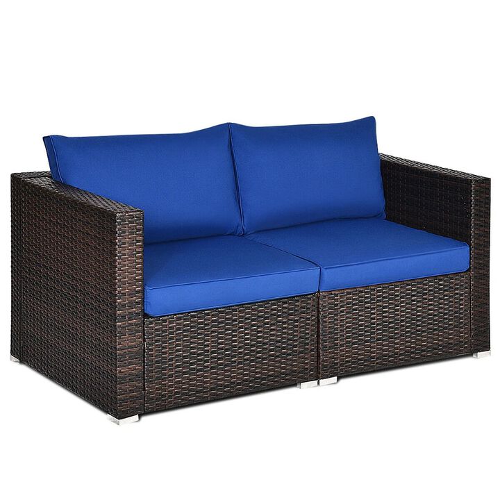 Mondawe 2 Pieces Patio Rattan Sectional Conversation Sofa Set