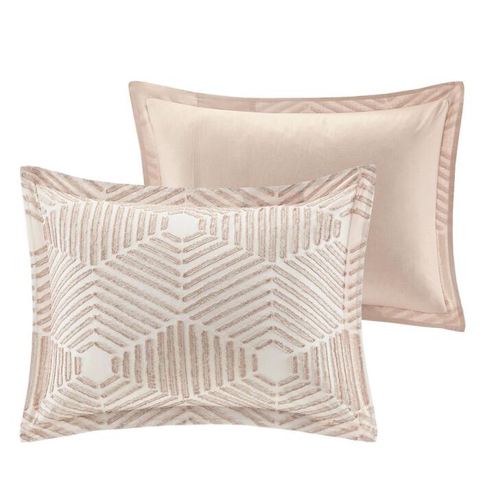 Belen Kox Blush Geometric Clipped Jacquard Comforter Set, Belen Kox