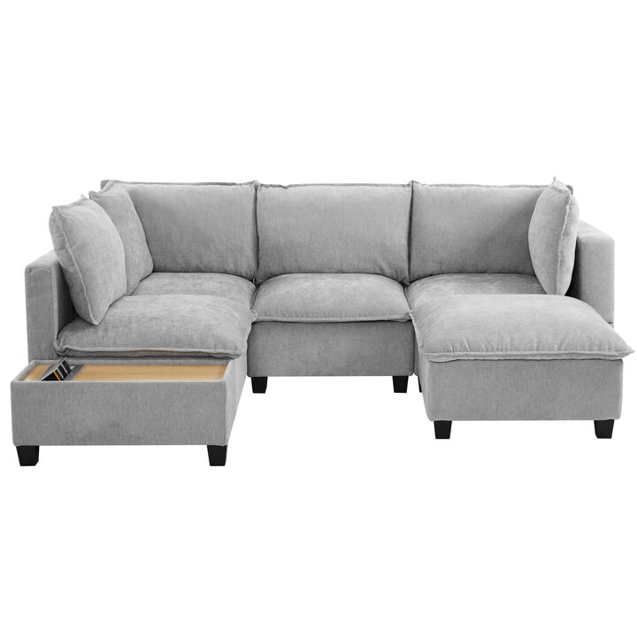 Merax Modular Chenille Sofa Couch with 1 Coffee Table