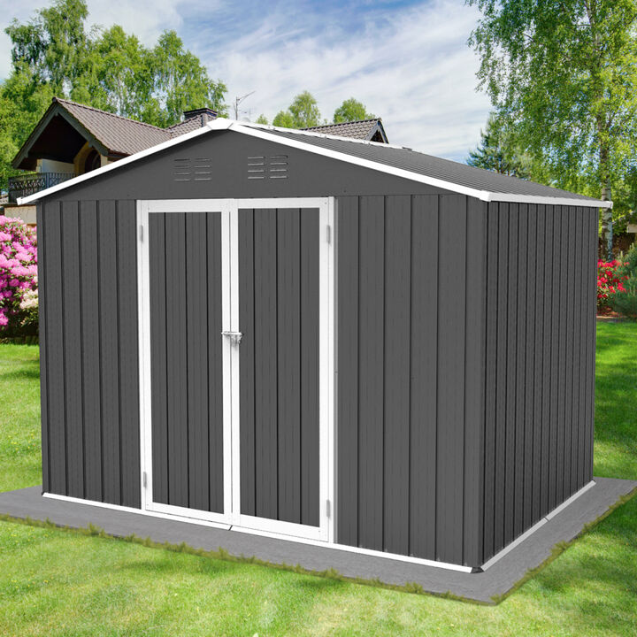 Metal garden sheds 6ftx8ft outdoor storage sheds Grey