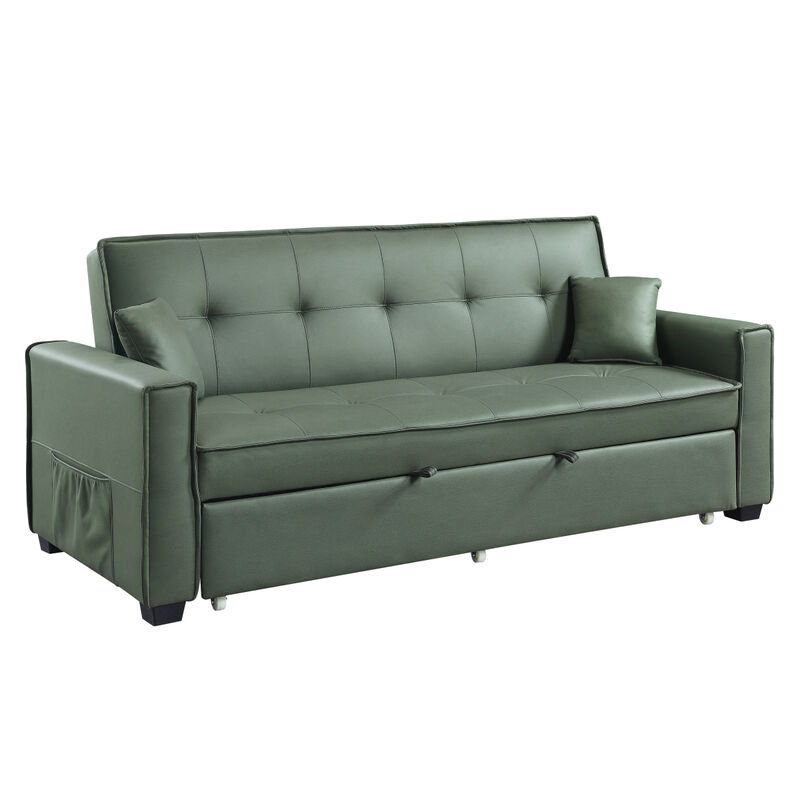 Octavio Adjustable Sofa w/2 Pillows, Green Fabric LV