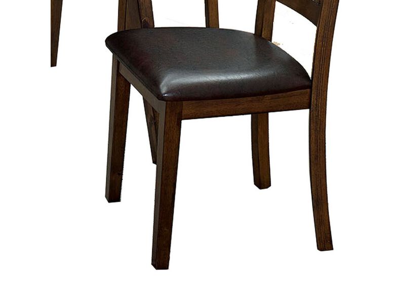 Wooden Dining Table with Ladder Back Style Chairs, Set of 5, Brown - Benzara