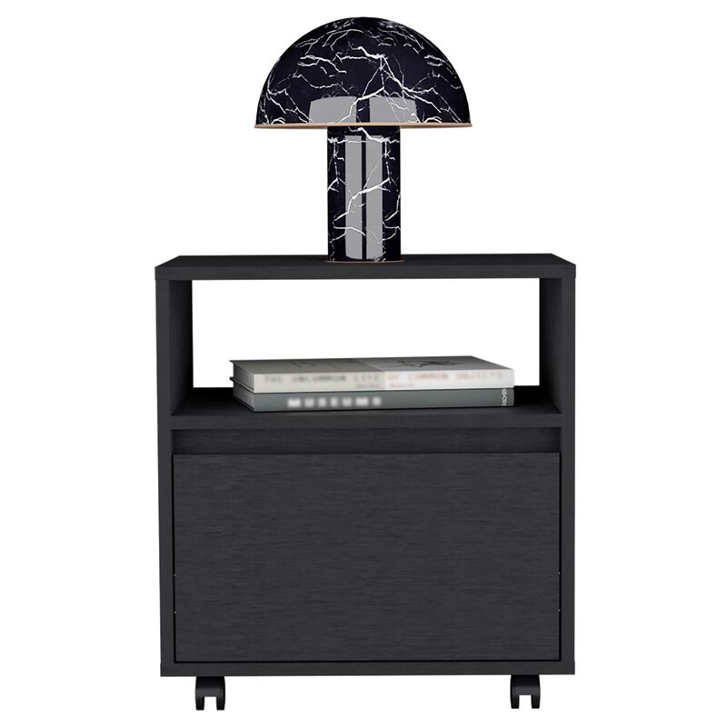 DEPOT E-SHOP Wasilla Nightstand with Open Shelf, 1 Drawer and Casters