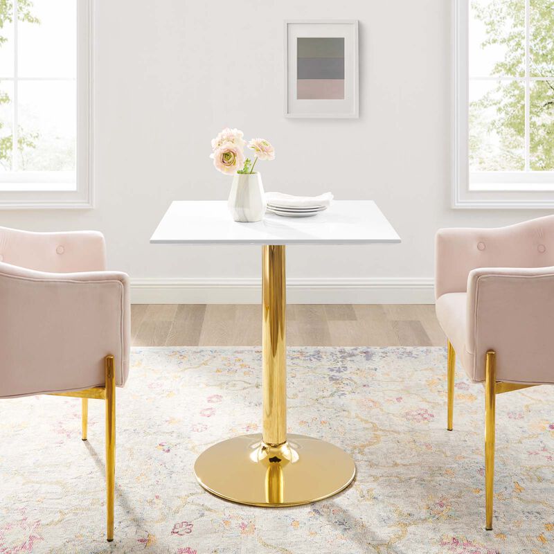 Modway - Verne 28" Square Dining Table Gold White