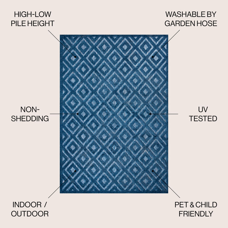 Portmany Neutral Diamond Trellis Indoor/Outdoor Area Rug