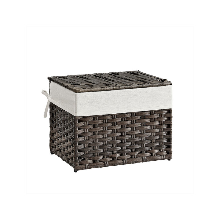 Stylish Storage Box Basket with Lid and Cotton Liner, Perfect for Laundry Room