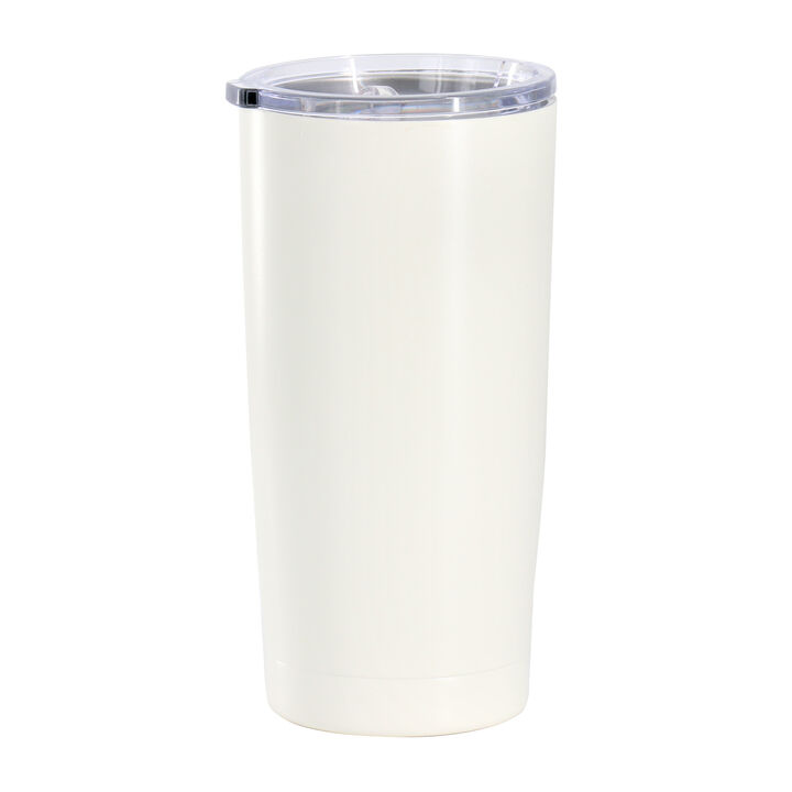 Gibson Home Marina 18oz Stainless Steel Thermal Tumbler with Acrylic Lid in Cream