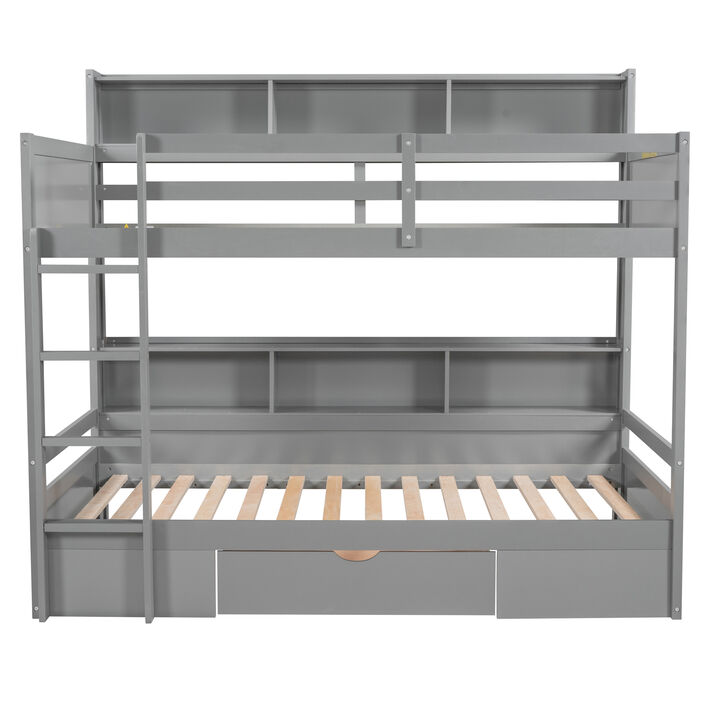 Merax Modern Bunk Bed with Built-in Shelves