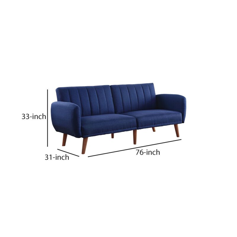 Fabric Upholstered Adjustable Sofa, Blue and Brown