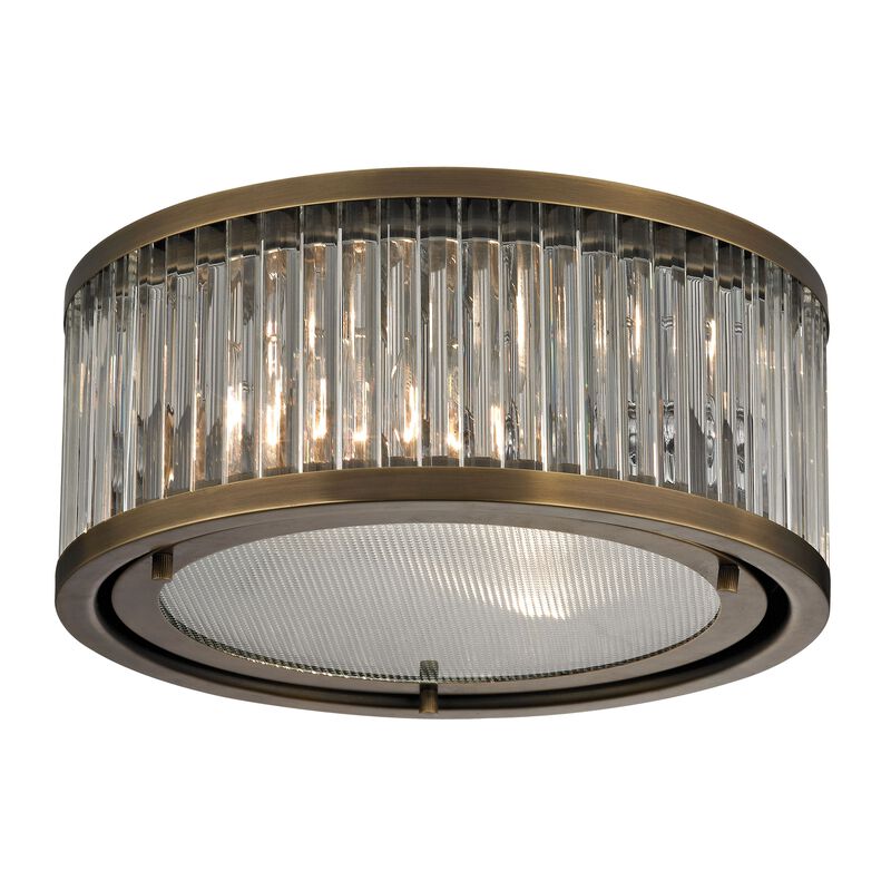 Linden Manor 12'' Brass Wide 2-Light Flush Mount