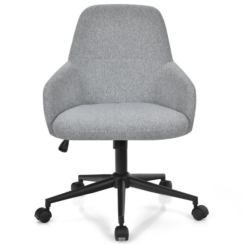 Costway Linen Accent Office Chair Adjustable Rolling Swivel Task Chair w/Armrest