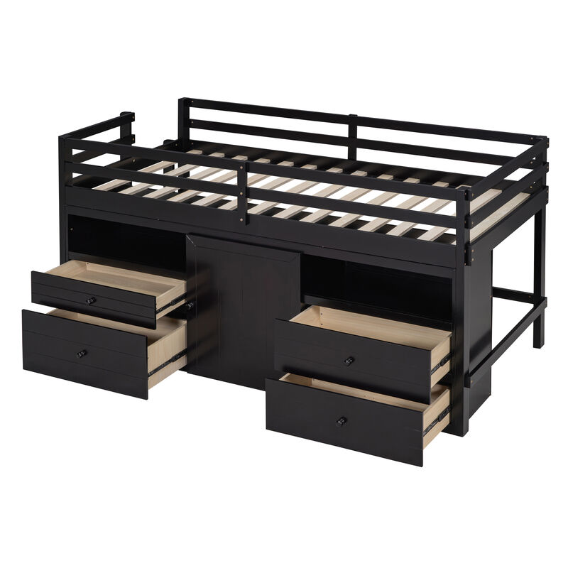 Merax Loft Bed with 4 Drawers