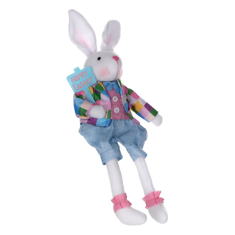 Set of 2 "Happy Easter" Bunny Sitter Plush Figures 18"